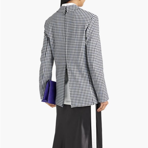 Tibi Gingham Suiting Men's Blazer, gingham multi, size 00 - Picture 3 of 4